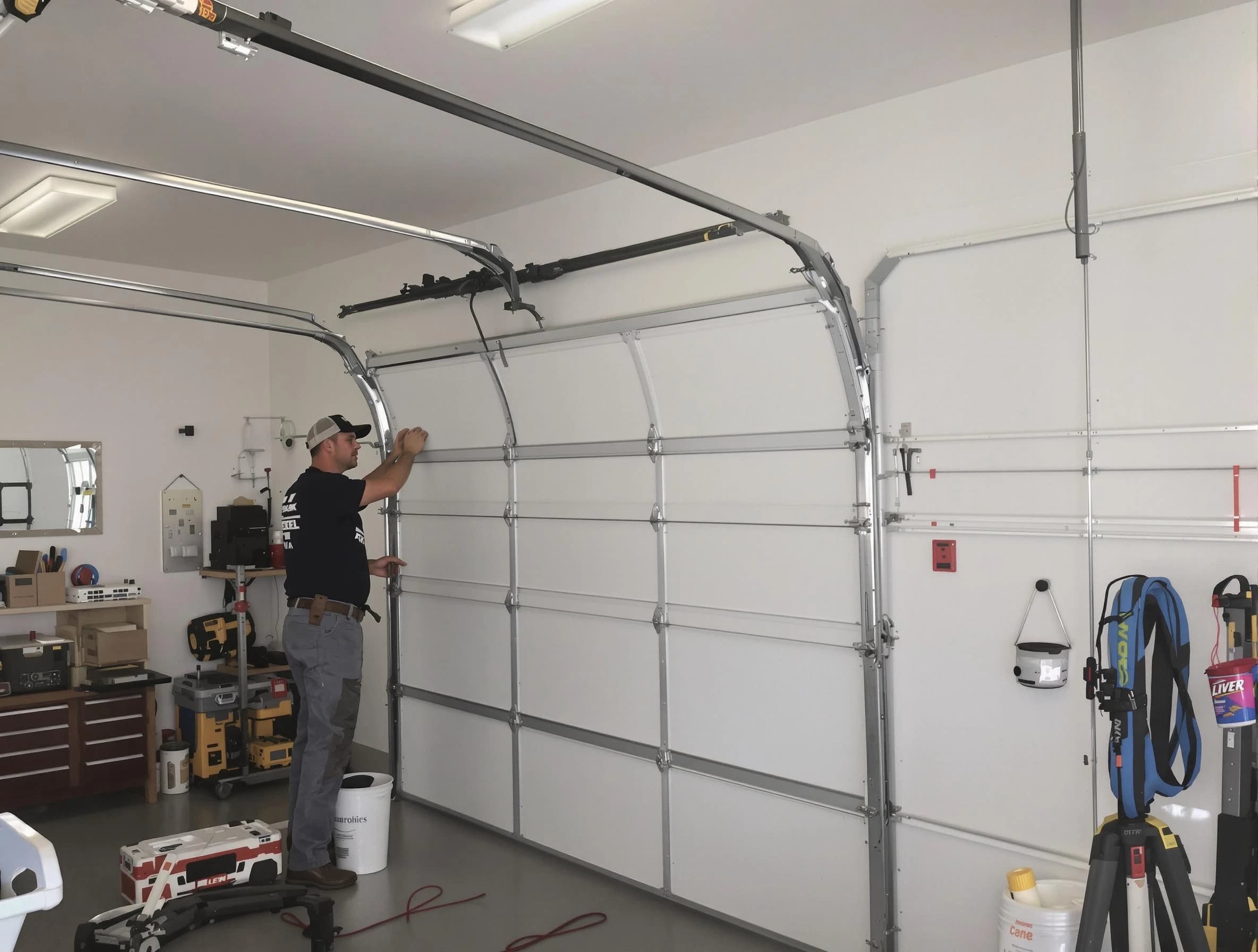 Plainsboro Garage Door Repair team installing new garage door in Plainsboro