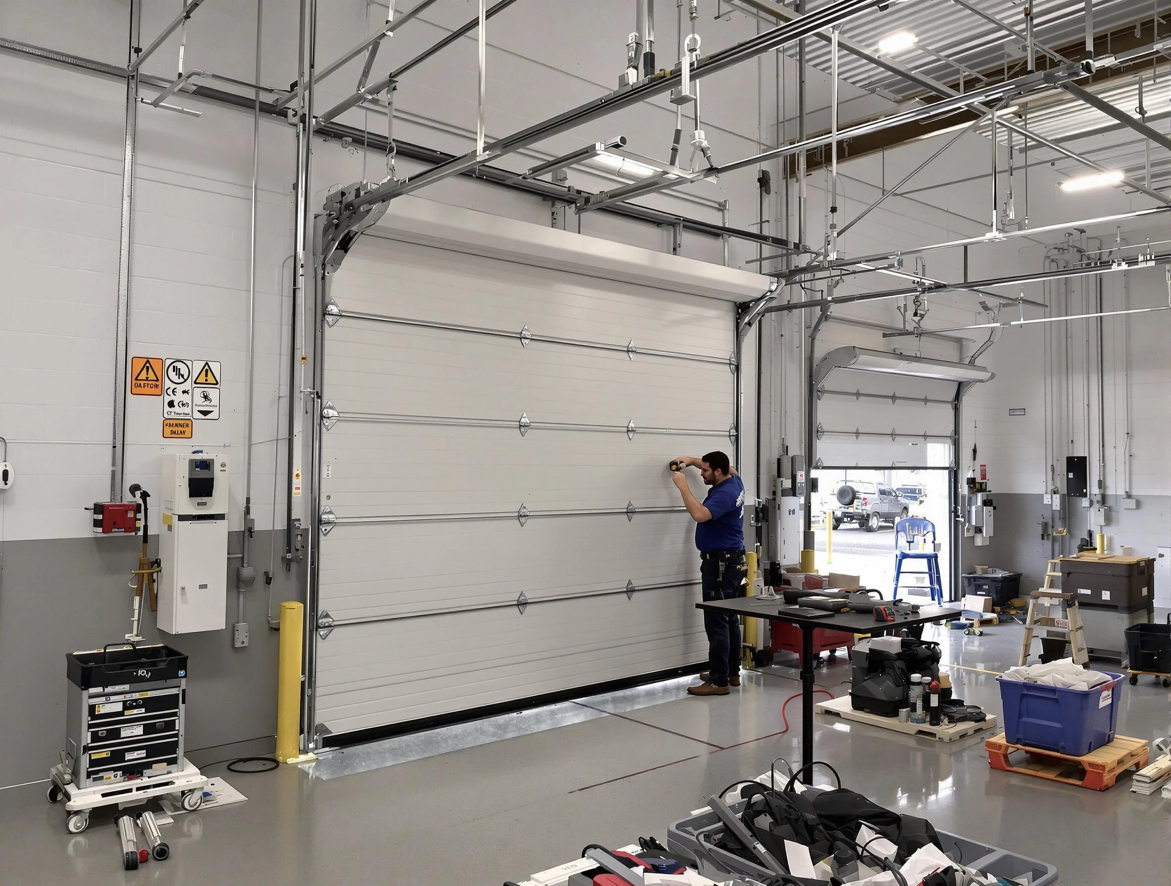 Commercial garage door repair being performed by Plainsboro Garage Door Repair expert in Plainsboro