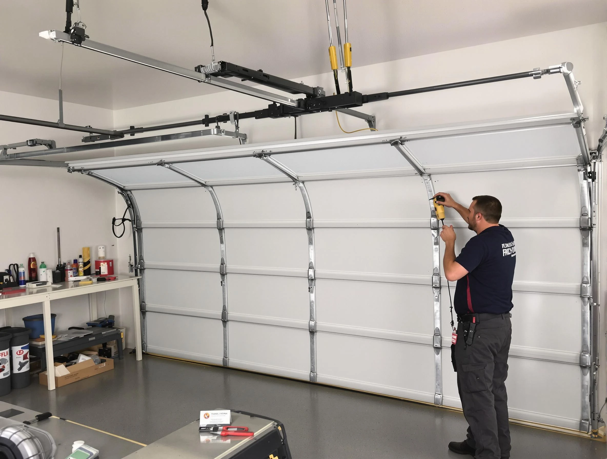 Plainsboro Garage Door Repair certified technician performing overhead door system repair in Plainsboro